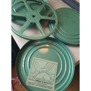Vintage Camera Korvette Dept Film Canister And Reelane Reels 3 Piece Set 7" Teal